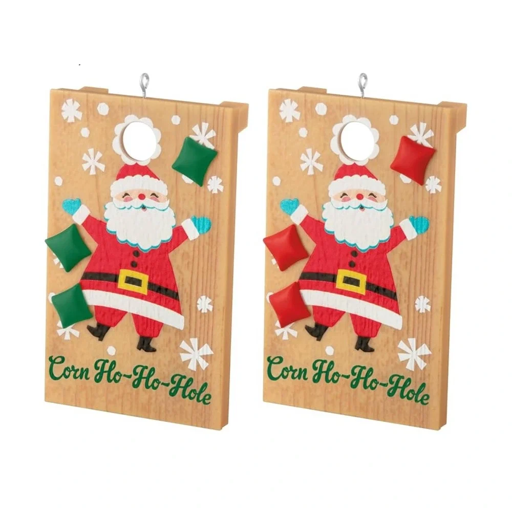 Hallmark Keepsake 2025 Corn Ho-Ho-Hole Santa Cornhole‎ Ornaments Set of 2 NEW